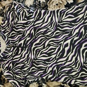 Zebra Print Blouse with Purple Accents